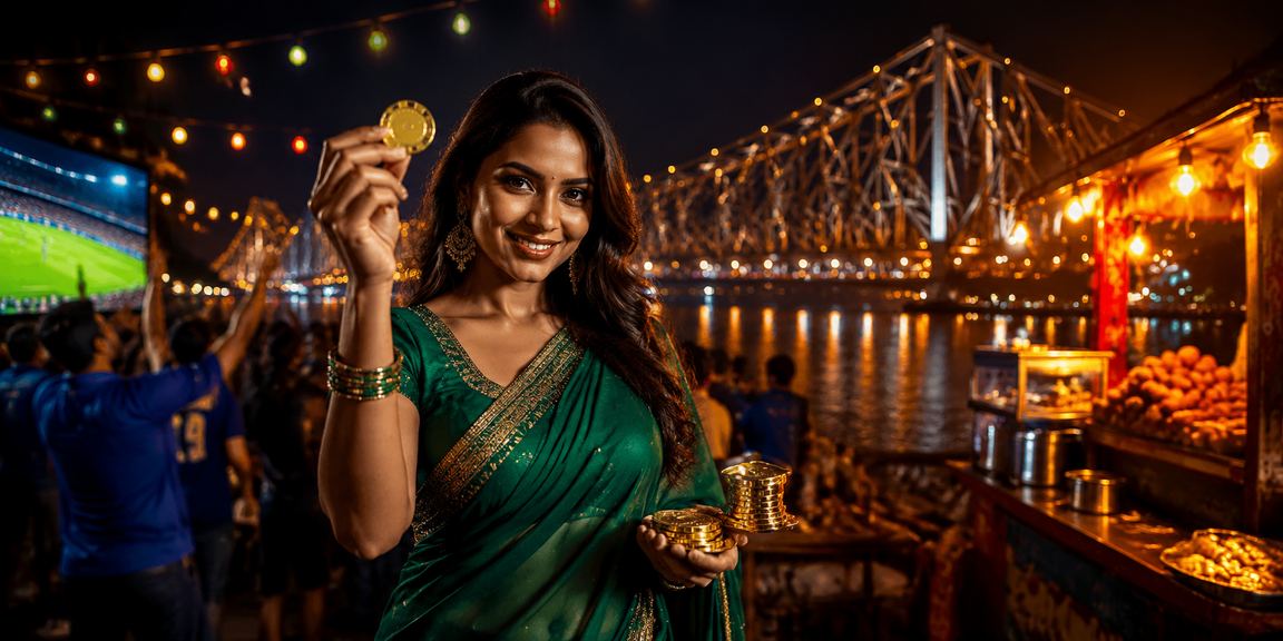 Kolkata lottery betting with scenic Howrah Bridge background